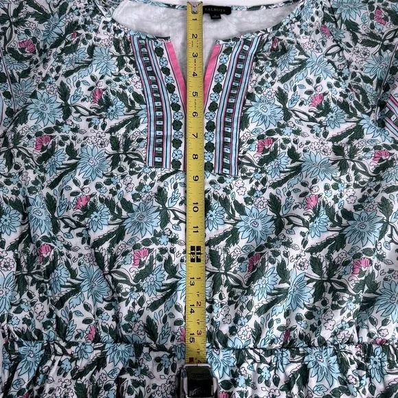 Talbots Floral Cotton Voile Split Neck Dress 8 Preppy Flow Midi Cottagecore Boho - Picture 13 of 13